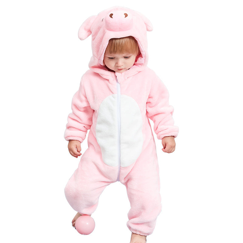 Flannel Animal Jumpsuit Going Out Clothes Cartoon Hooded Jumpsuit, Climbing Suit