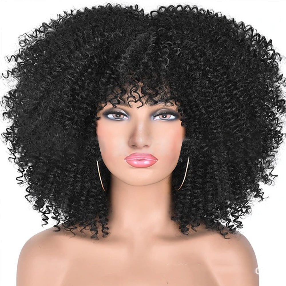 Small Roll Rose Net Explosion Head Cover Wig Long Curls