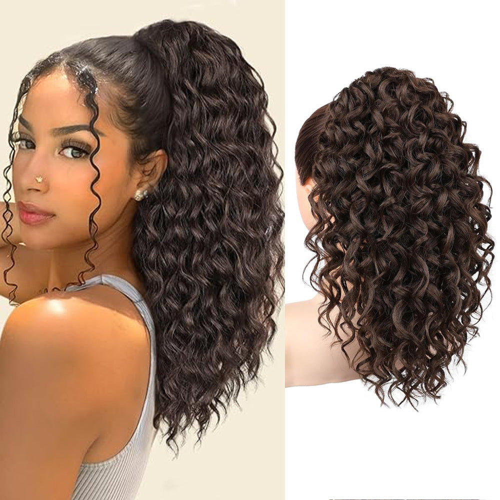 Black Curly Hair Horse Tail African Wave Wig Ponytail