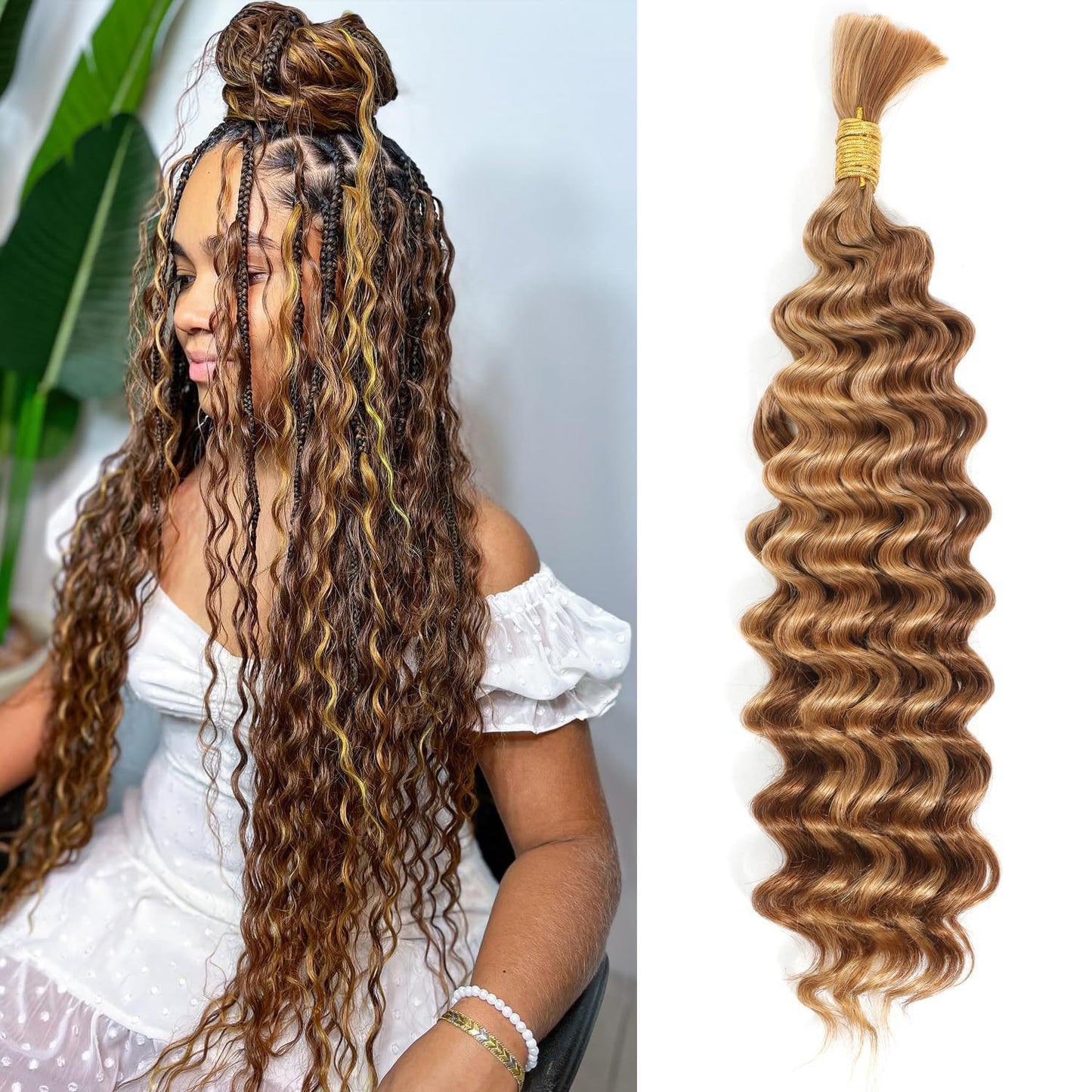 Deep Wave Braided Hair Bohemian Braid Wig Ponytail