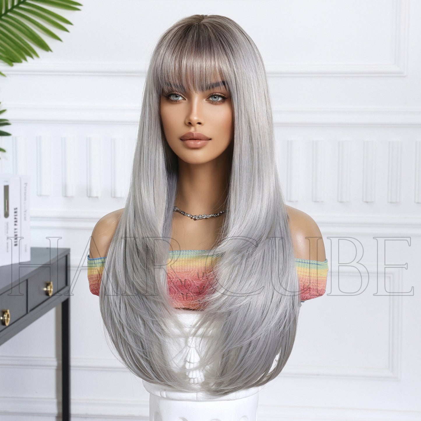 Bangs Hair Layer Head Cover Female Chemical Fiber Long Straight Wig