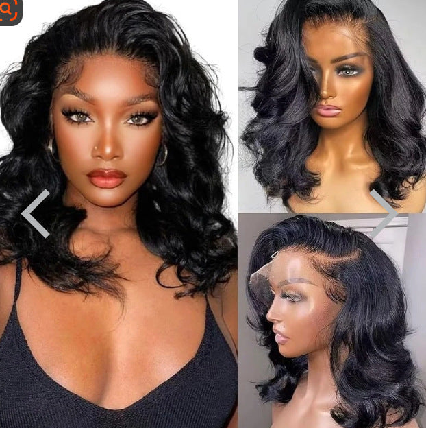 Front Lace Fiber Chemical Beige Wavy Wig Short Curly Hair