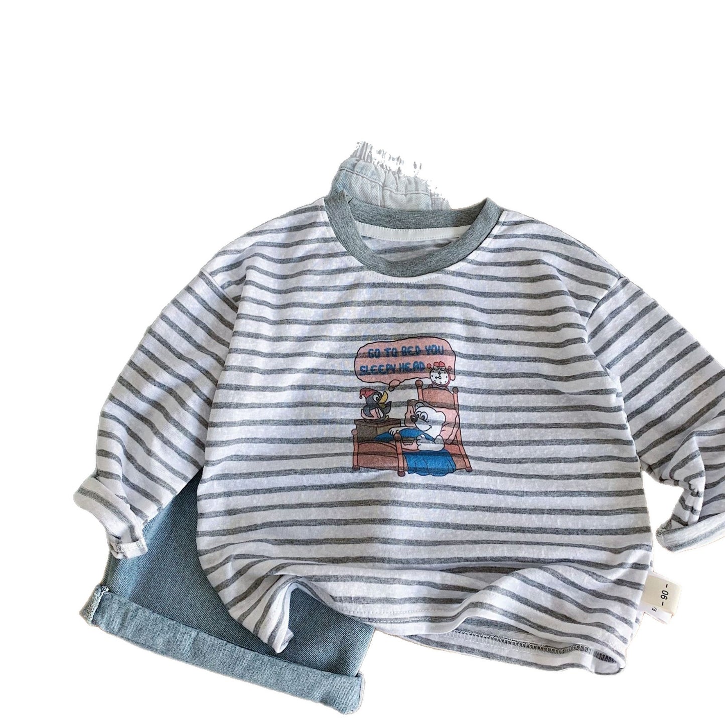 Children's Spring Cartoon Printed Pullover Bottoming Shirt Medium Large Long Sleeve Children's T-shirt