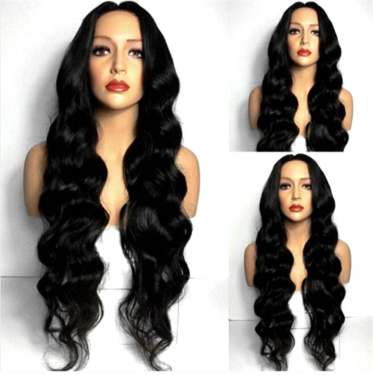 Women's Wavy Curly Hair Head Cover Golden Wig Long Curls