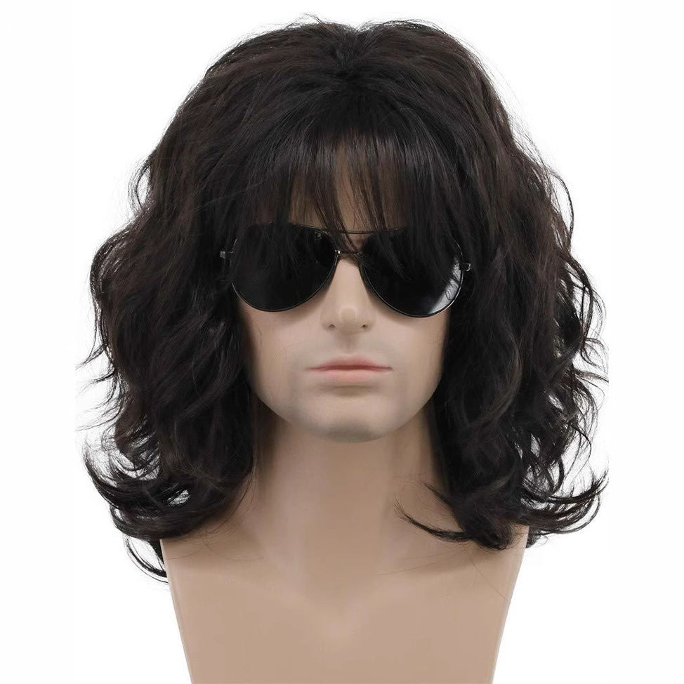Men's Mid-length Curly Hair Rocking Wind Synthetic Men's Wig