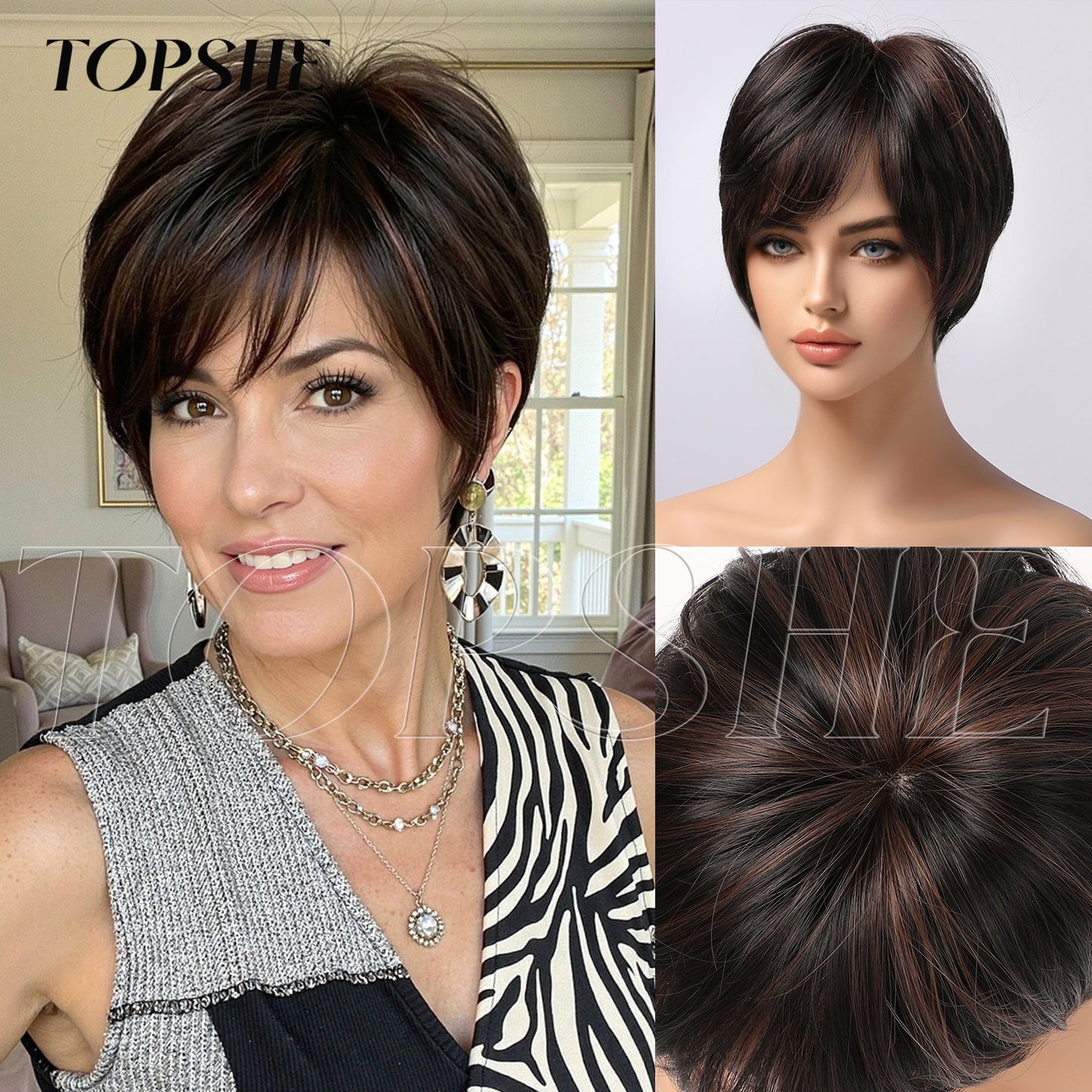Fashion Female Natural Realistic Age Reducing Wig Short Straight Hair