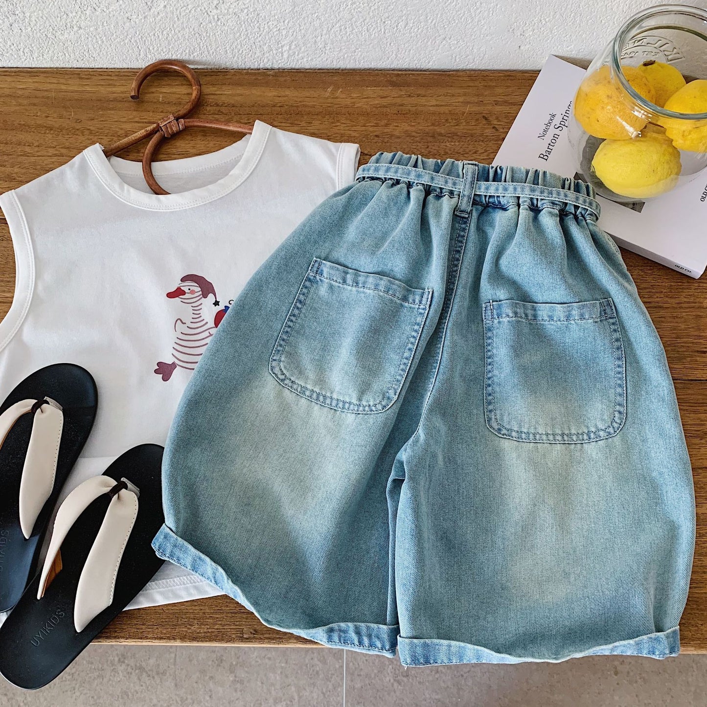 Children's Jeans Summer Thin Printed Cropped Trousers Children's Pants