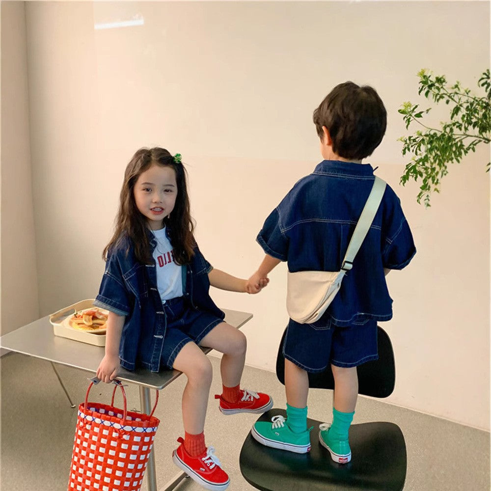 Children's Two-piece Short Sleeve Thin Shirt Shorts Children's Suit