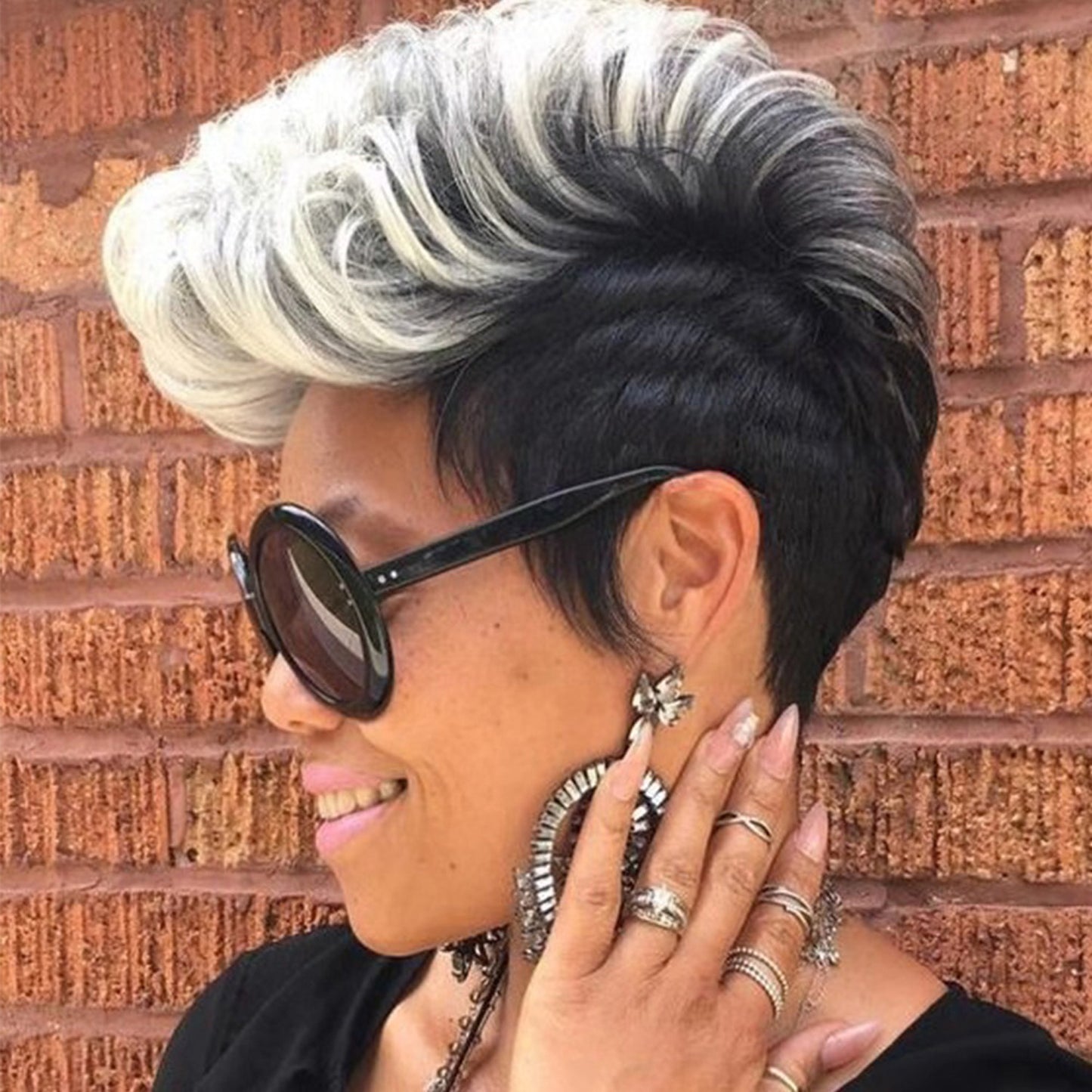 Elegant Versatile Cool Fiber Chemical Hood Wig Short Curly Hair