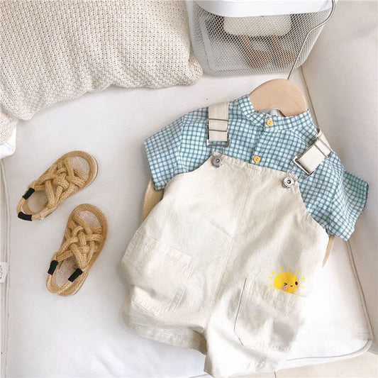 Children's Short-sleeved Summer Clothes Two-piece Handsome Fashion Korean Children's Suit