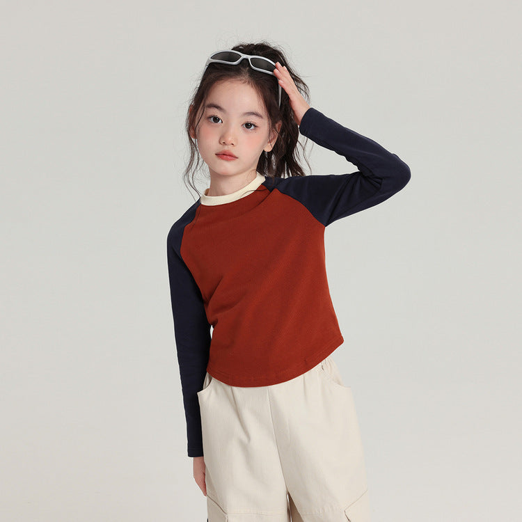 Children's Raglan Sleeves Versatile Round Neck Long Sleeve Children's T-shirt