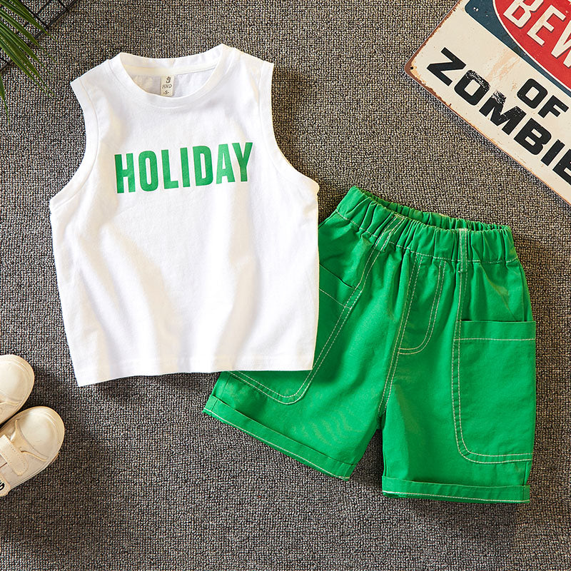 Style Printed Shirt Beachwear Seaside Holiday Fried Street Children's Suit