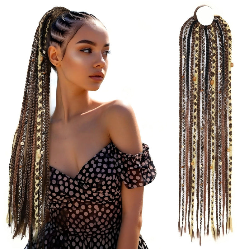 Horse Tail Beads Hand-woven Braid Hair Wig Ponytail