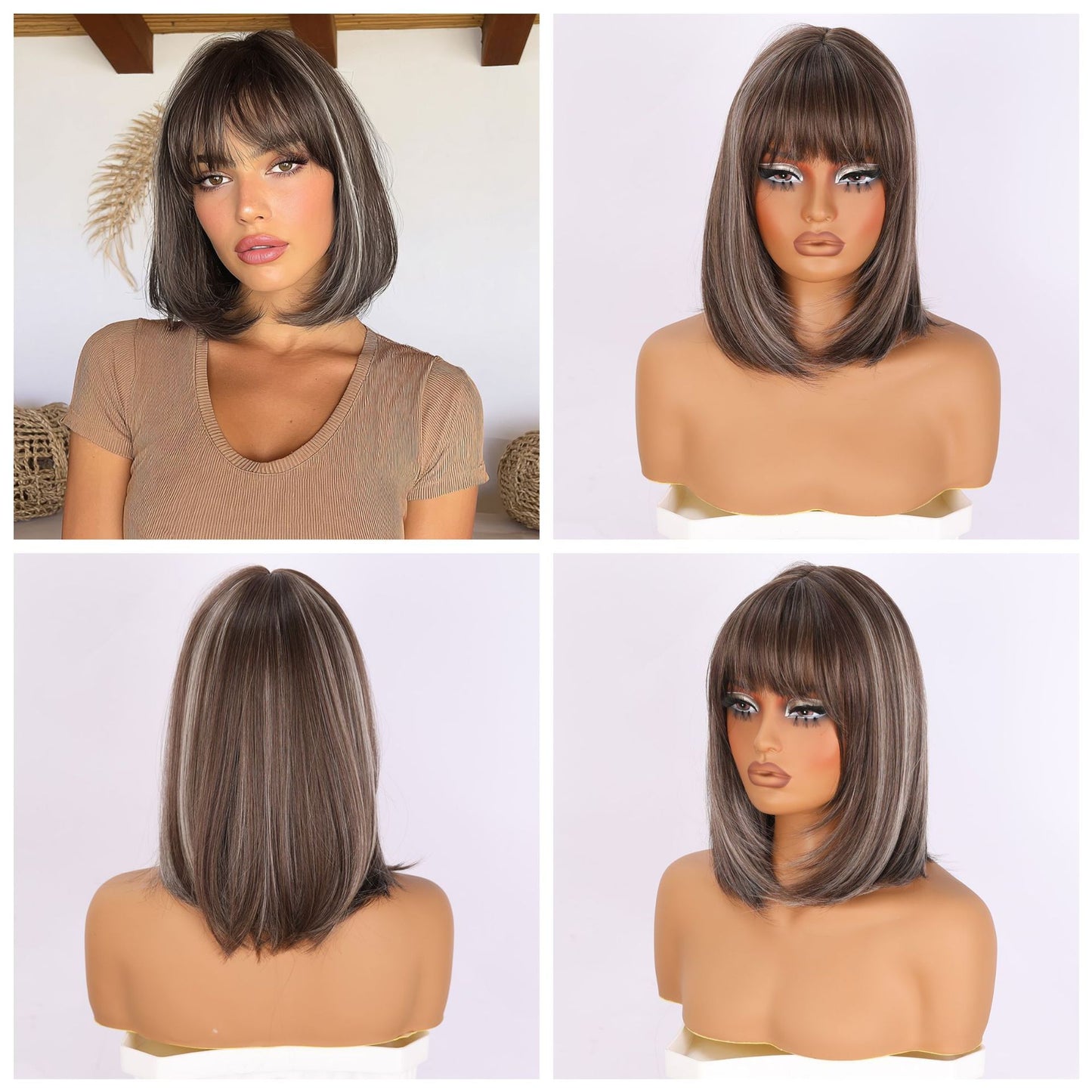 Innovative Women's Fiber Fashion Inner Buckle Wig Short Straight Hair
