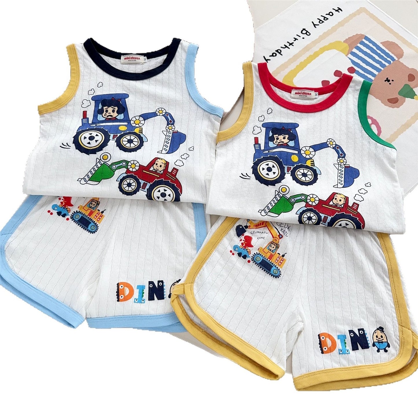 Children's Thin Summer Excavator Boys Vest Shorts Children's Suit