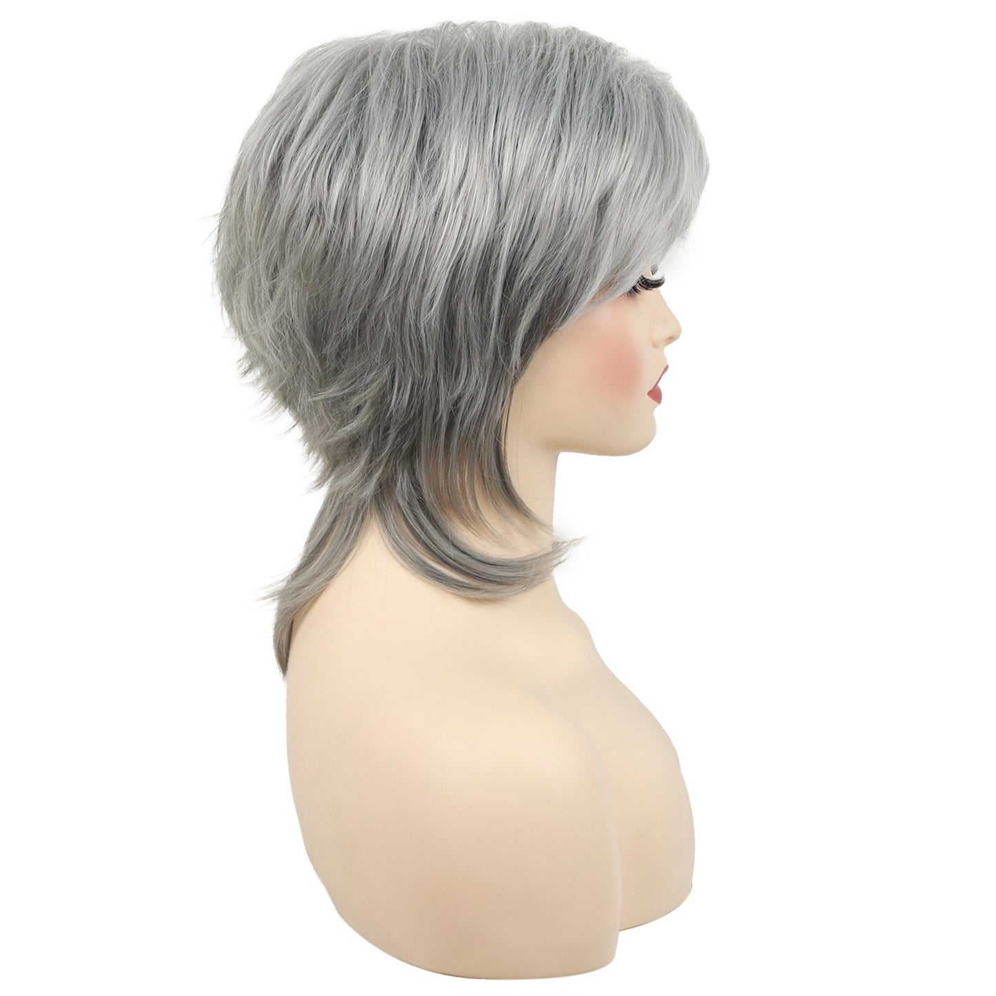 Fiber Granny Grey Sier Gray Sheath Wig Short Curly Hair