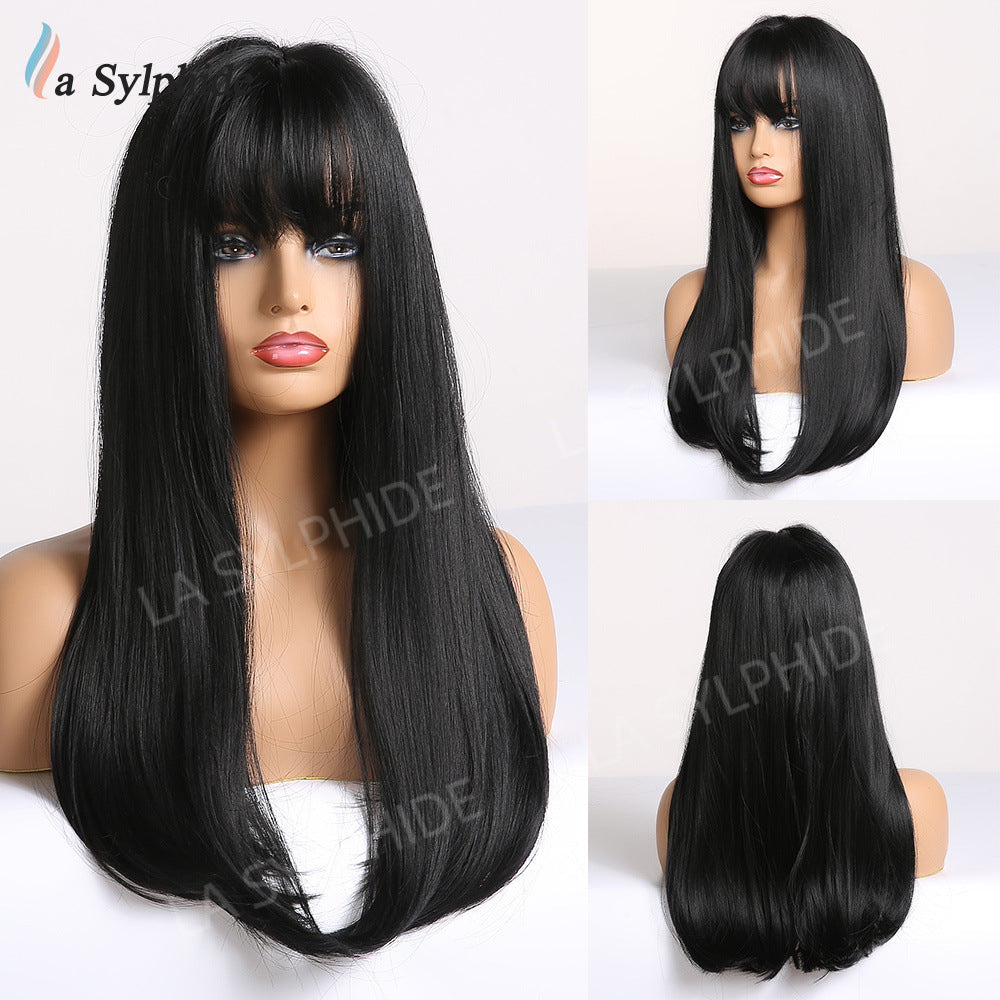 Curly Hair Partial Bangs Female Mechanism Wig Long Curls