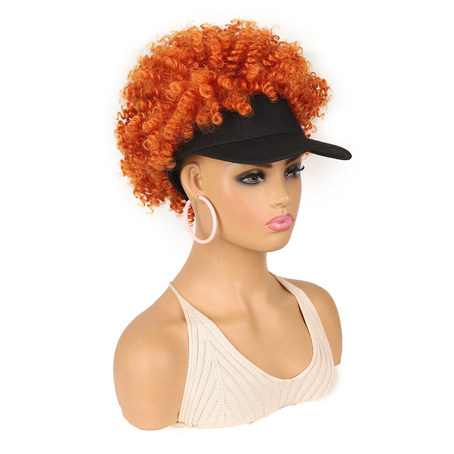 Women's Hat Small Roll Head Cover Screw Spring Wig Short Curly Hair