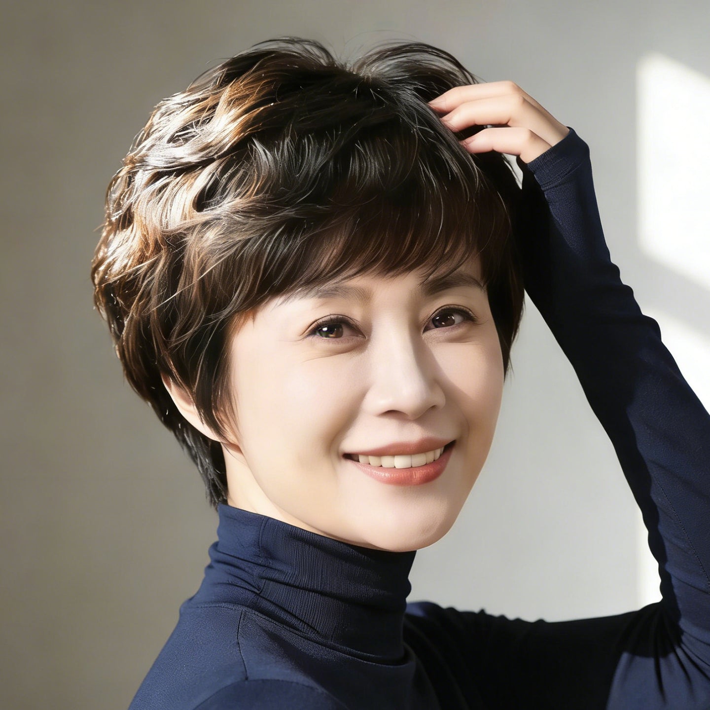 Style Human Female Grandma Years Old Wig Short Straight Hair