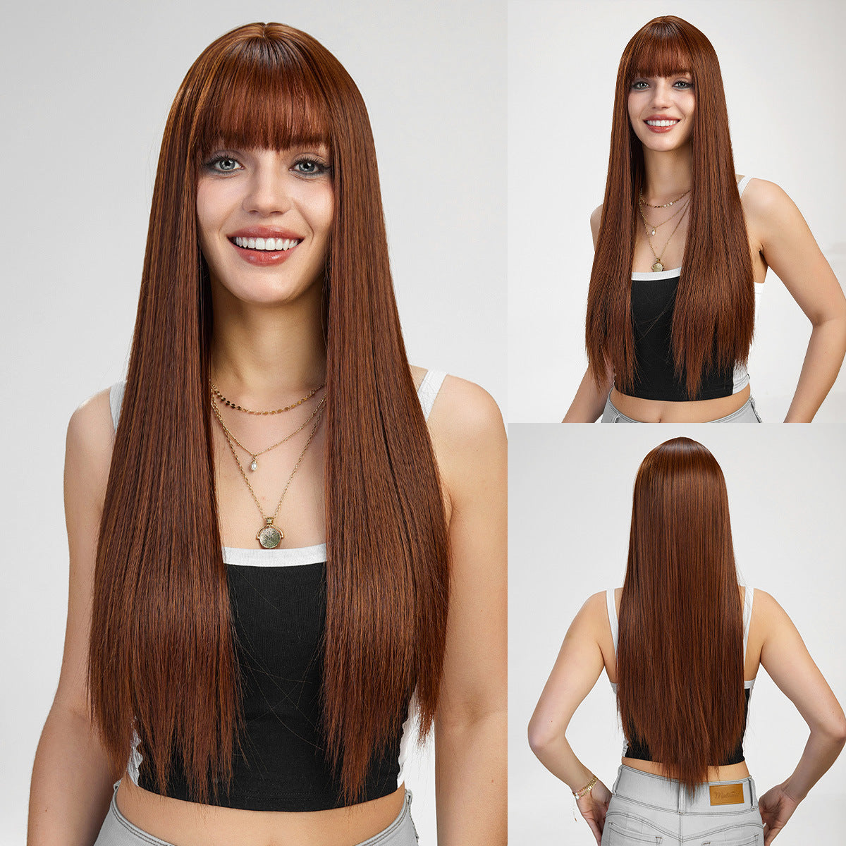 Women's Hair Fashion Hairstyle Lady Fluffy Natural Long Straight Wig