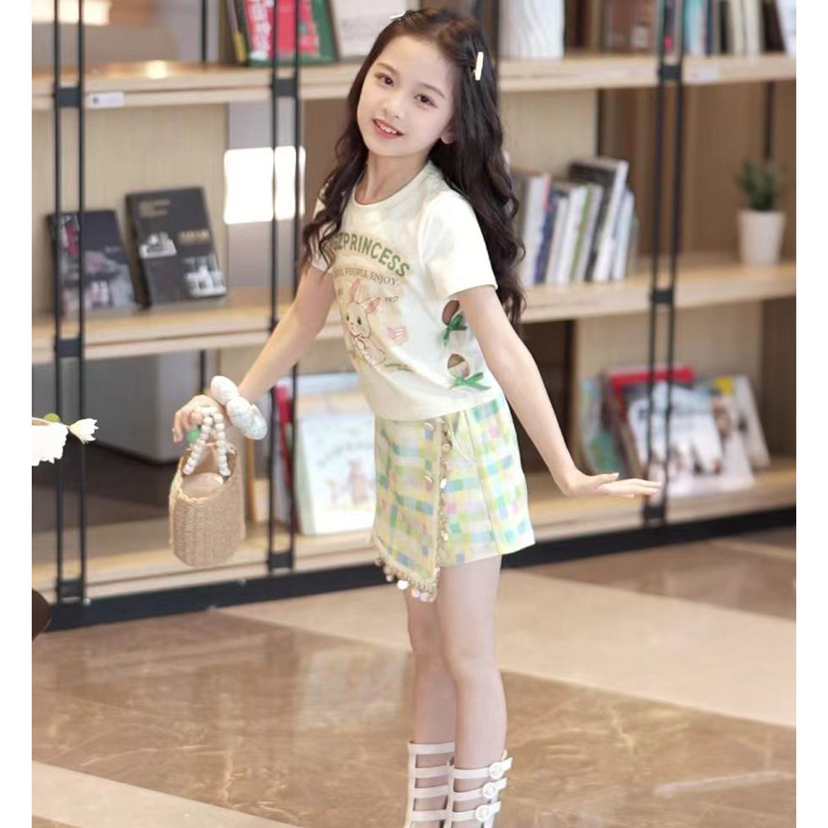 Children's Summer Korean Cartoon Short Sleeve T-shirt Children's Suit