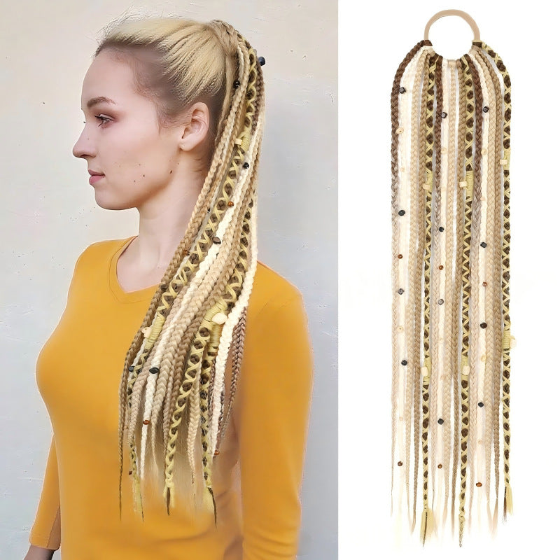 Horse Tail Beads Hand-woven Braid Hair Wig Ponytail