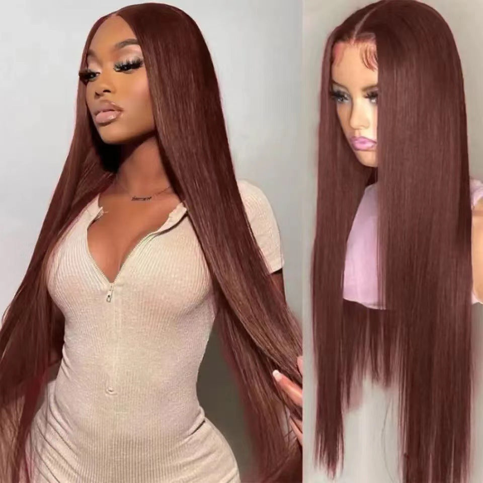 Fashion Front Lace African Medium Hair Long Straight Wig