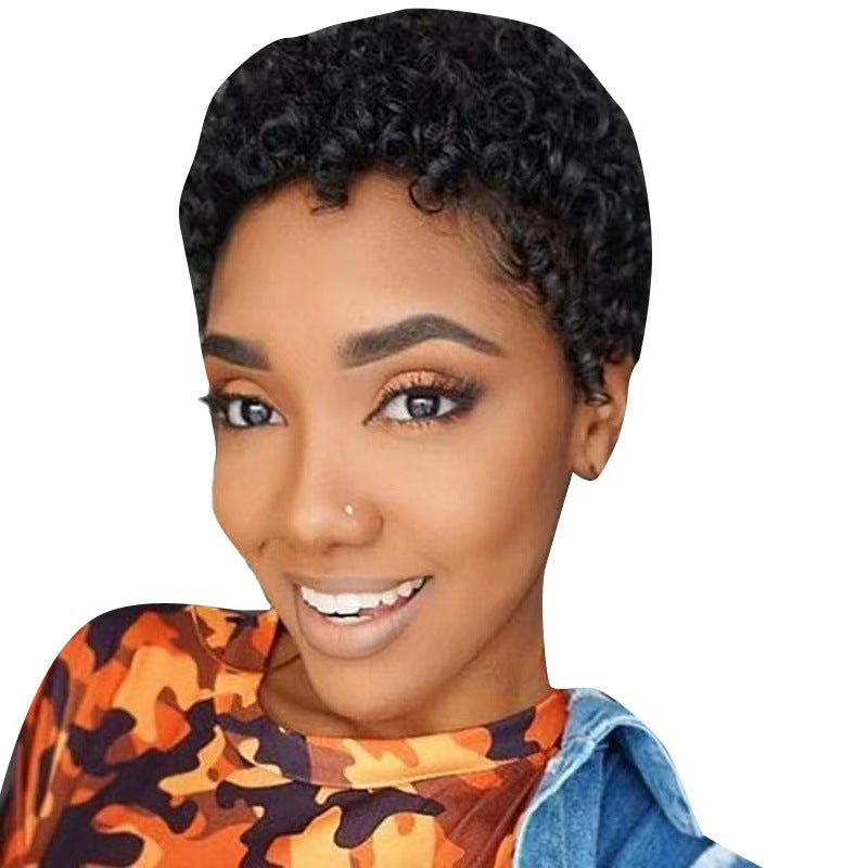 African Ultra Natural Wigs With Small Fashion Wig Short Curly Hair