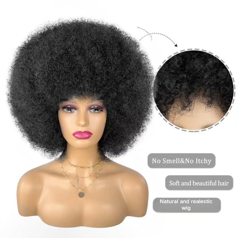 Afro Black African Wigs With Small Head Cover Fluffy Wig Short Curly Hair
