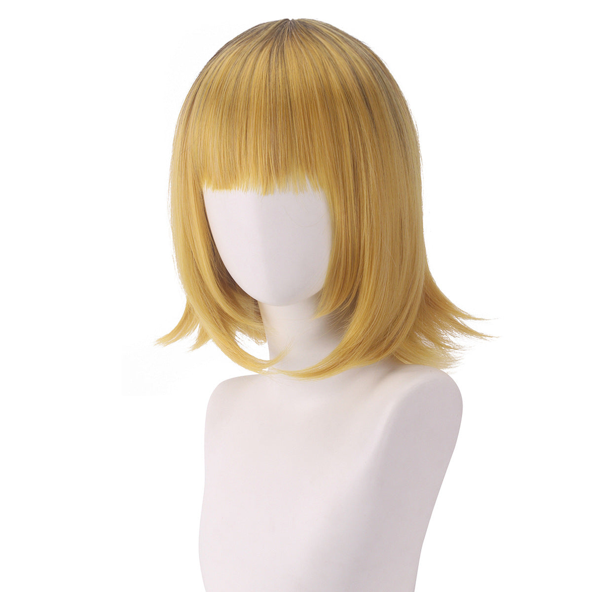 Brown Dyed Gradient Yellow Turn-up Short Cos Wig