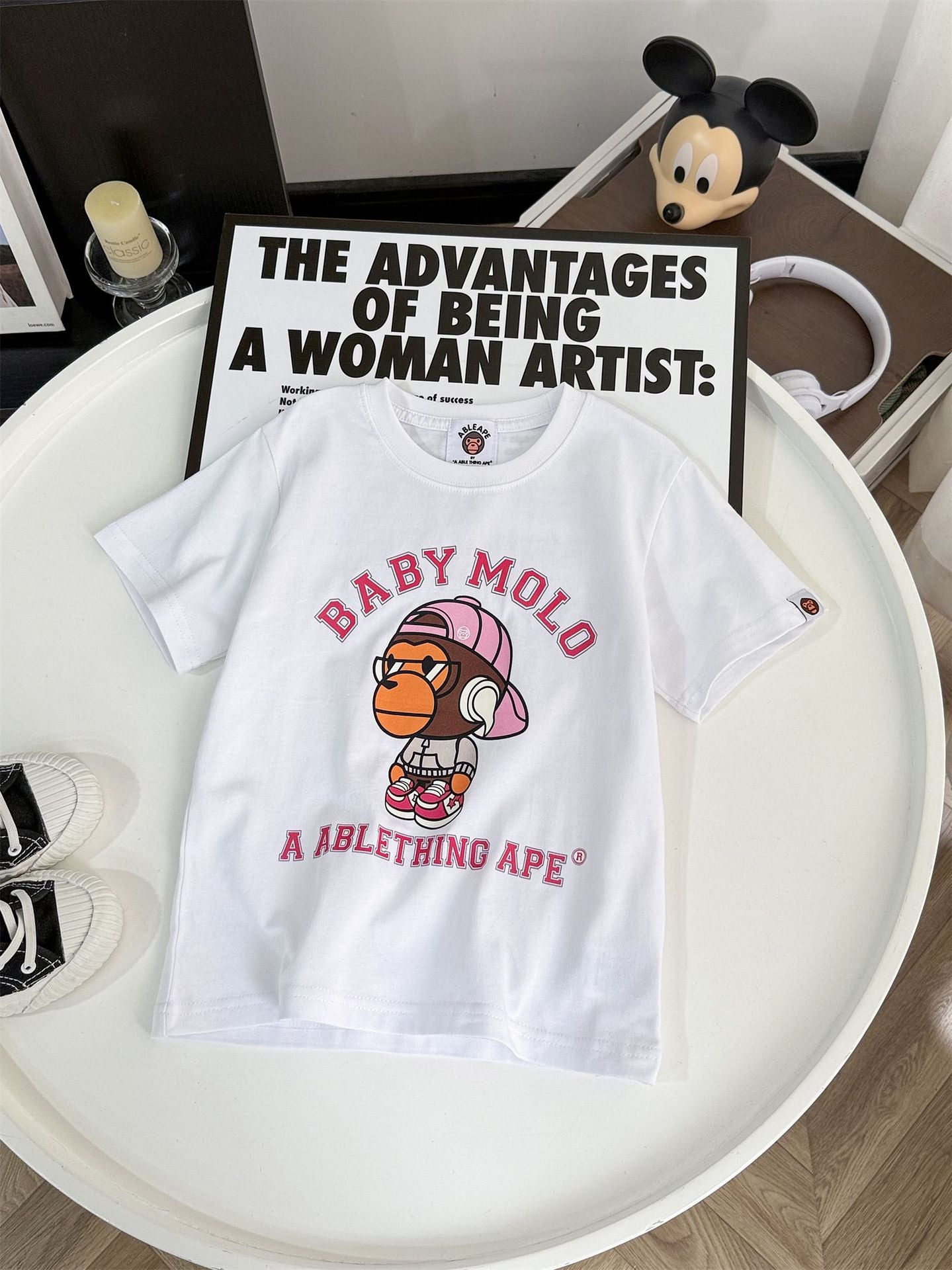Children's Cartoon Fashion Letter Printing Versatile Casual Korean Style Loose Short Children's T-shirt