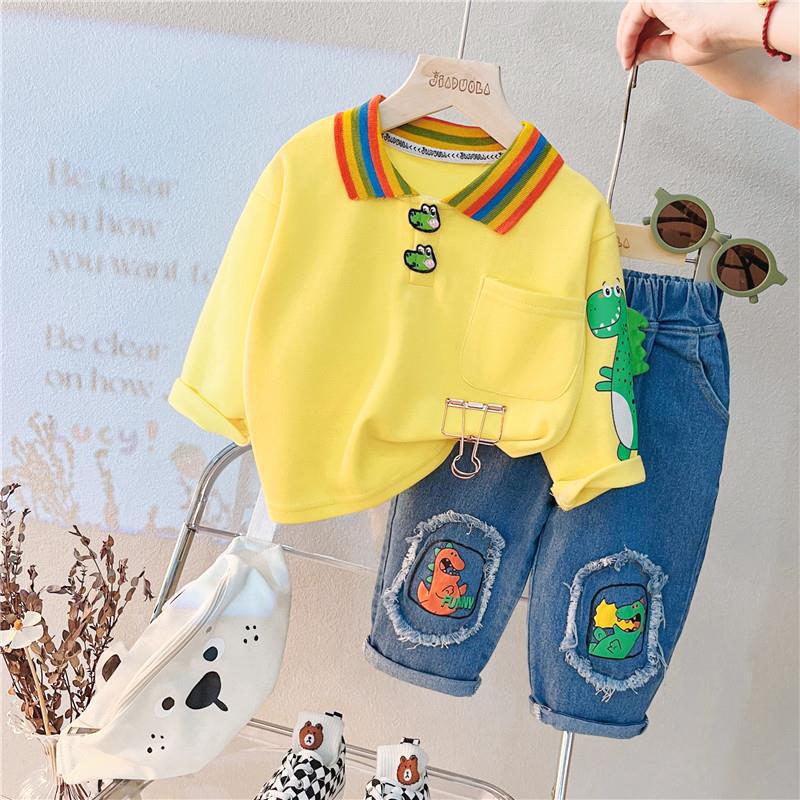 Children's Two-piece Cartoon Lapel Boys Autumn Clothing Children's Suit