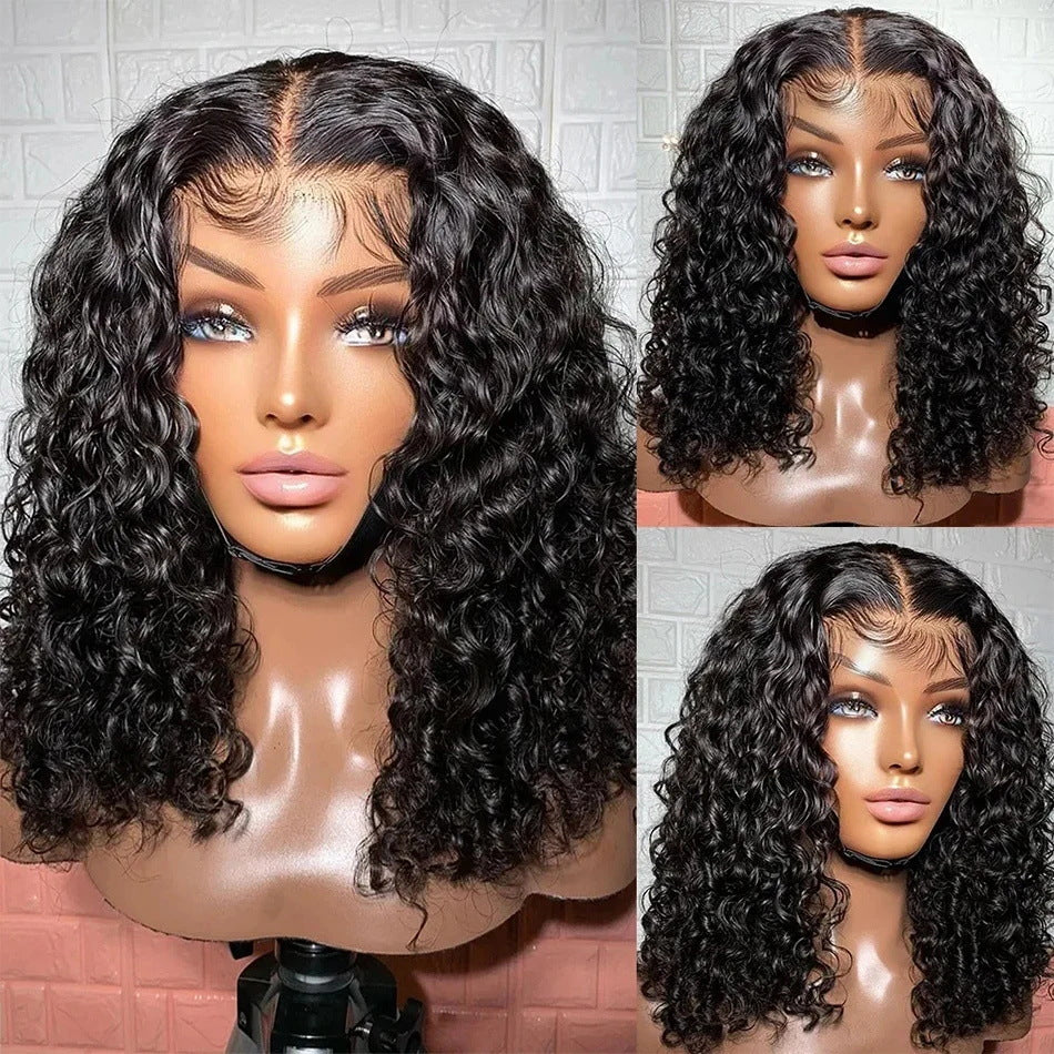 Closure Wave Curly Indian Original Human Real Hair Wig