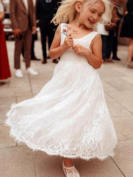 Children's Long Flower Wedding Soft Lace Stage Performance Children's Dress