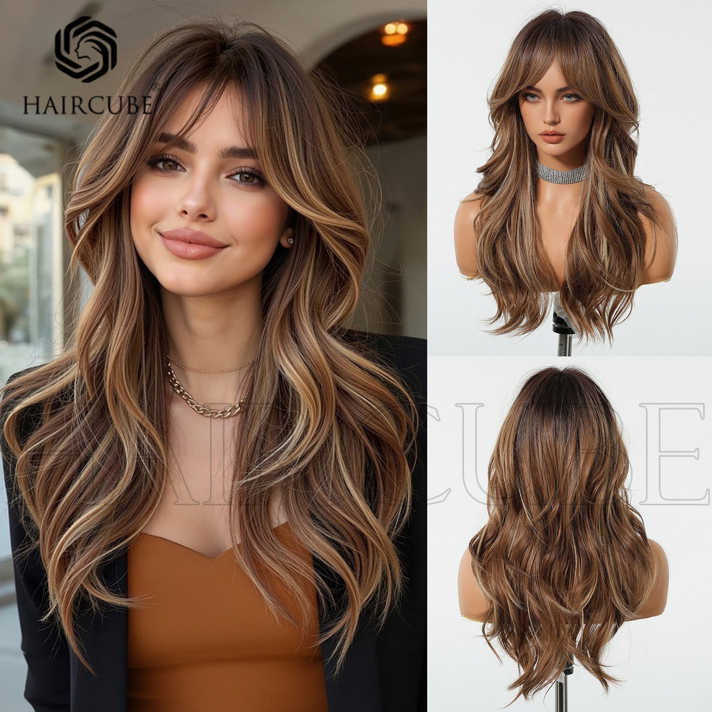 Hair Mechanism Chemical Fiber Natural Fashion High-level Curly Full Head Wig Long Curls