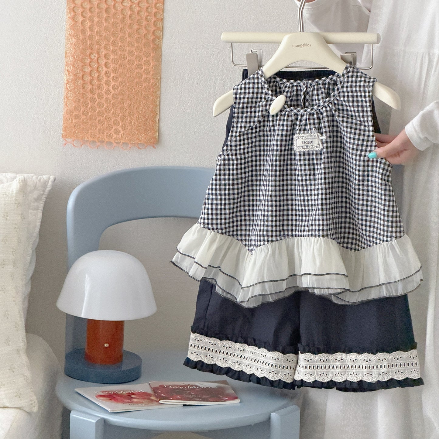 Children's Xie Clothing Summer Korean Loose Full Organza Short Sleeve Lace Children's Suit
