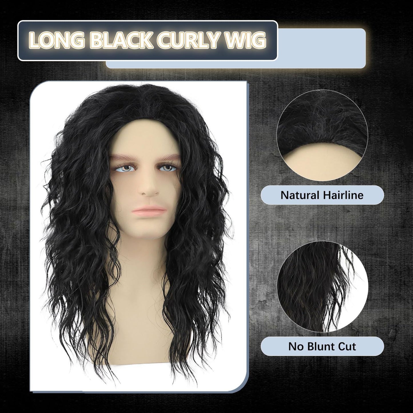 Jackson Rock Imitation Show Stage Performance Black Flip Rear Men's Wig
