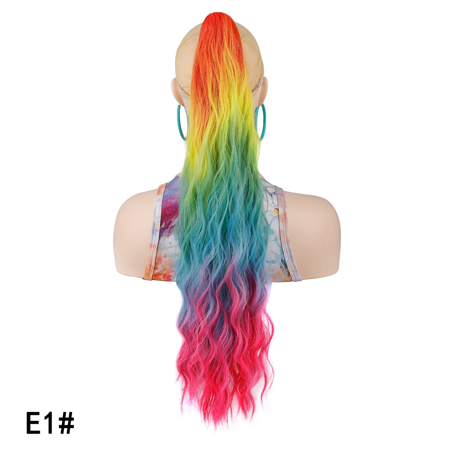 Women's Grip Curly Hair Chemical Fiber Medium Long Wig Ponytail