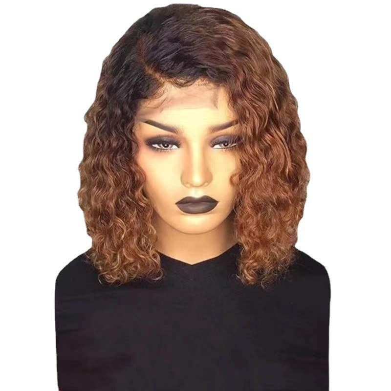 Cap Dyed Gradient African Small Volume Long Wig Short Curly Hair
