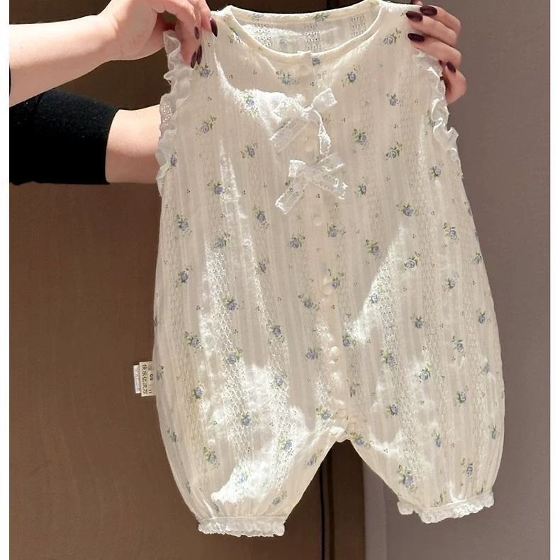Jumpsuit Thin Floral Sleeveless Rompers Western Style Cute Romper Jumpsuit, Climbing Suit