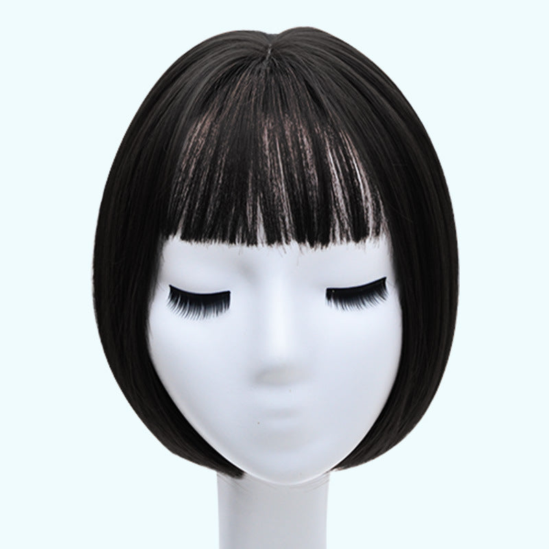 Women's Rose Net Natural Inner Buckle Cute Wig Short Straight Hair