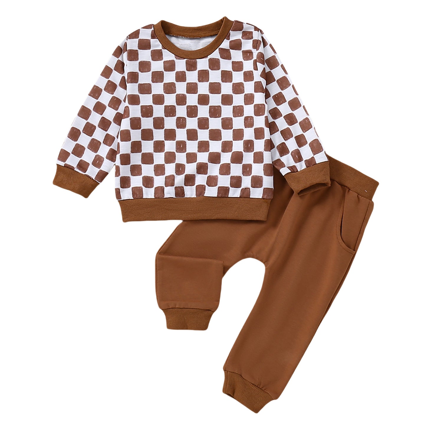 Children's Plaid Long-sleeved Trousers Pocket Boys To Children's Suit