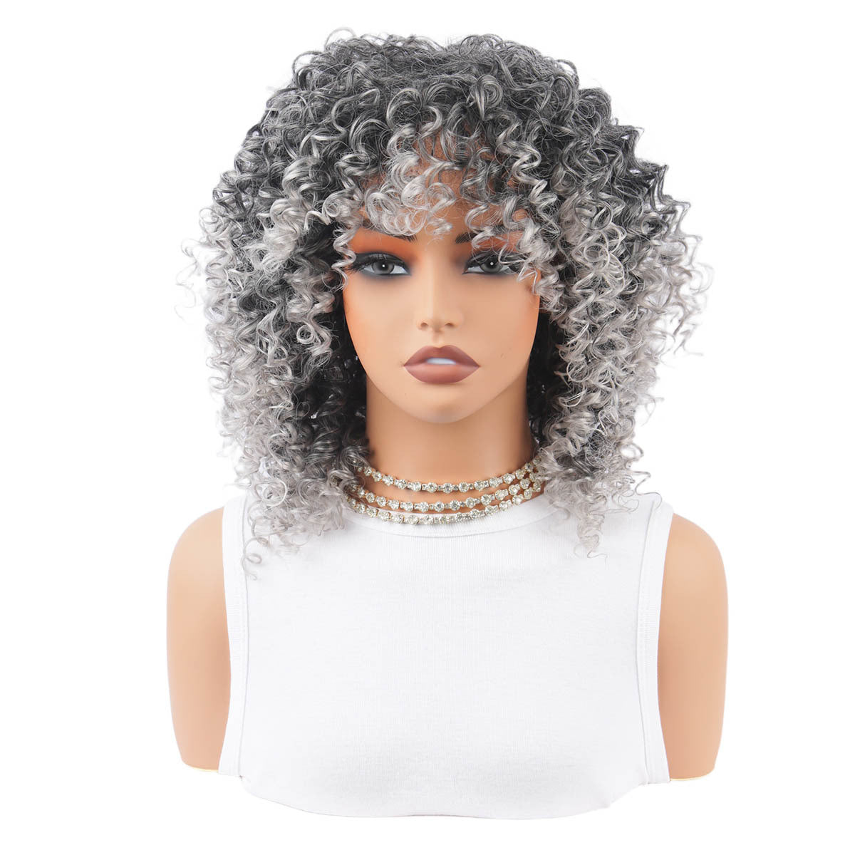 Women's African Fluffy Wigs With Small Fashion Wig Short Curly Hair