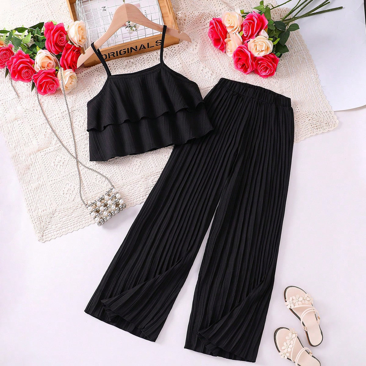 Children's Short Suspenders Pleated Trousers Two-piece Clothing Children's Suit