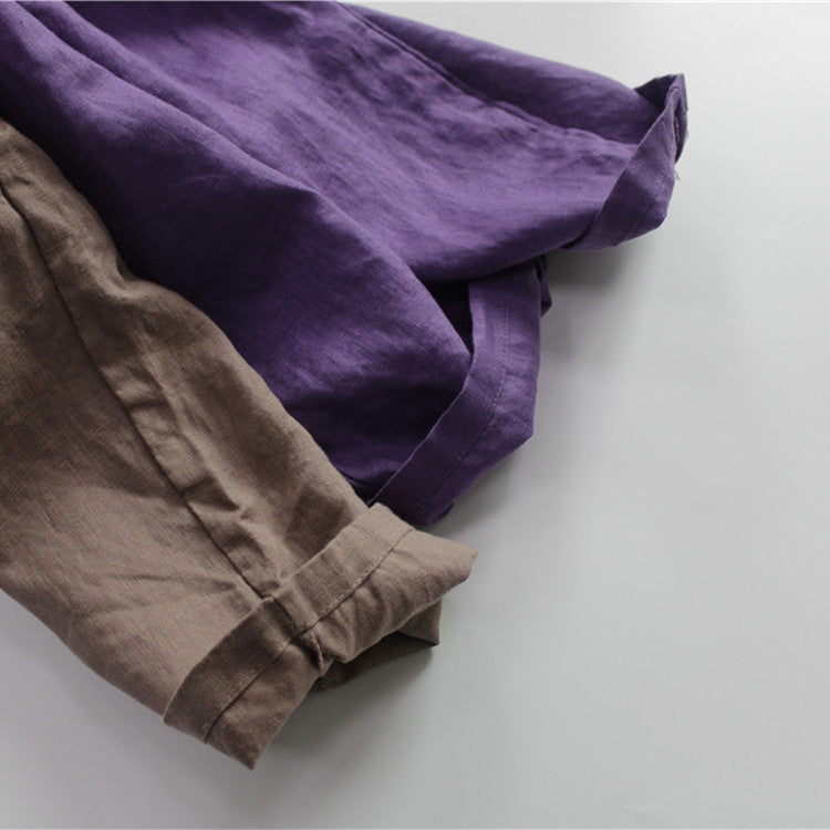 Children's Boy's Cropped Trousers Linen Solid Color Loose Korean Style Versatile Children's Pants