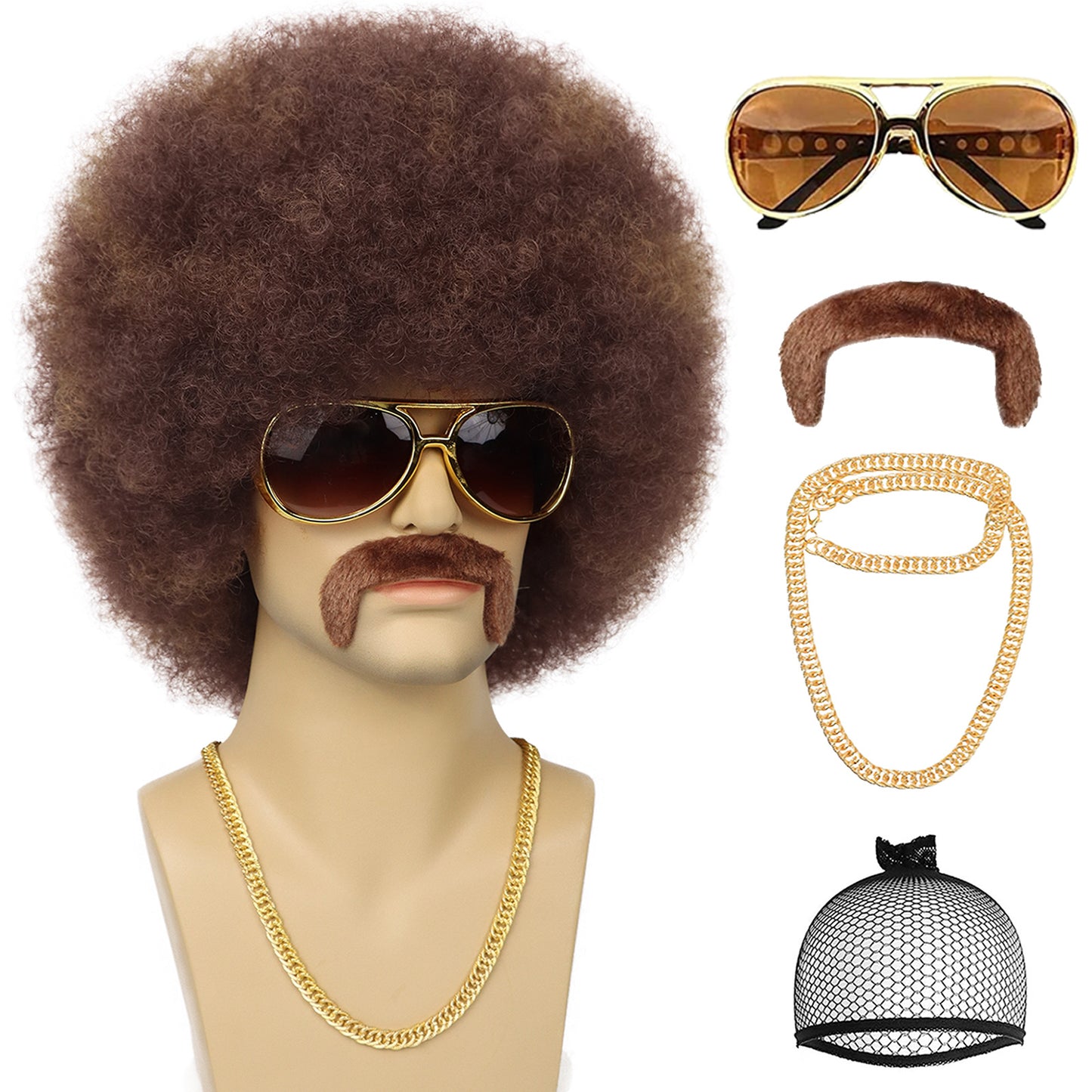 Men's Hood Fluffy Afro African Small Roll Men's Wig