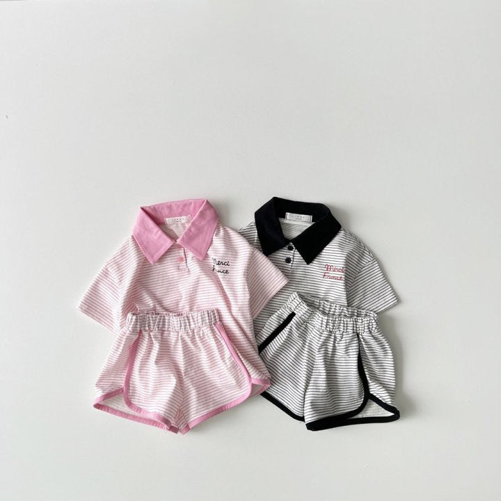 Children's Summer Clothing Korean Set Striped Shirt Short Sleeve Children's Suit