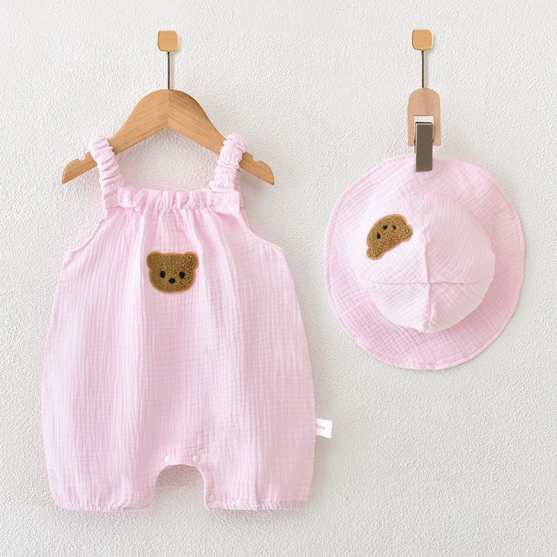 Pure Cotton Yarn Cloth Summer Thin Romper Clothes Breathable Born Jumpsuit, Climbing Suit