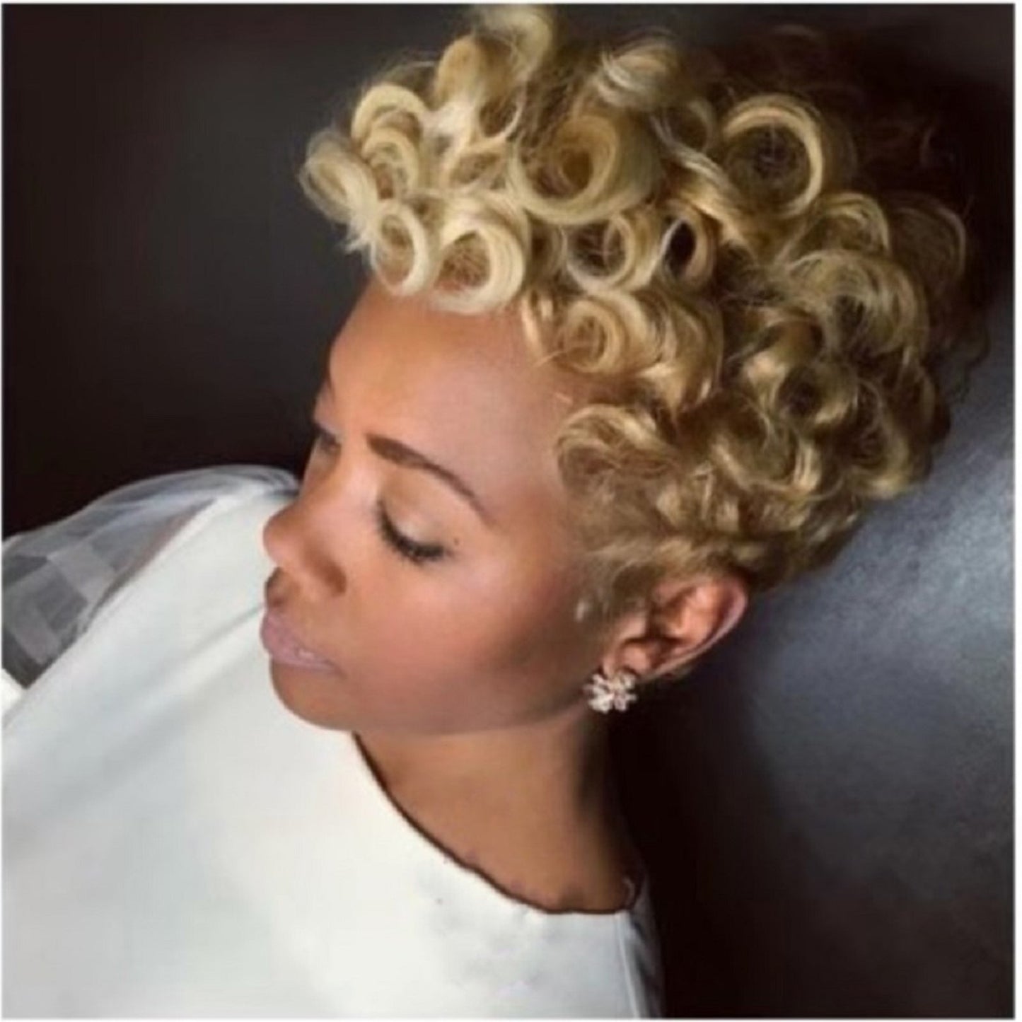 Elegant Versatile Cool Fiber Chemical Hood Wig Short Curly Hair