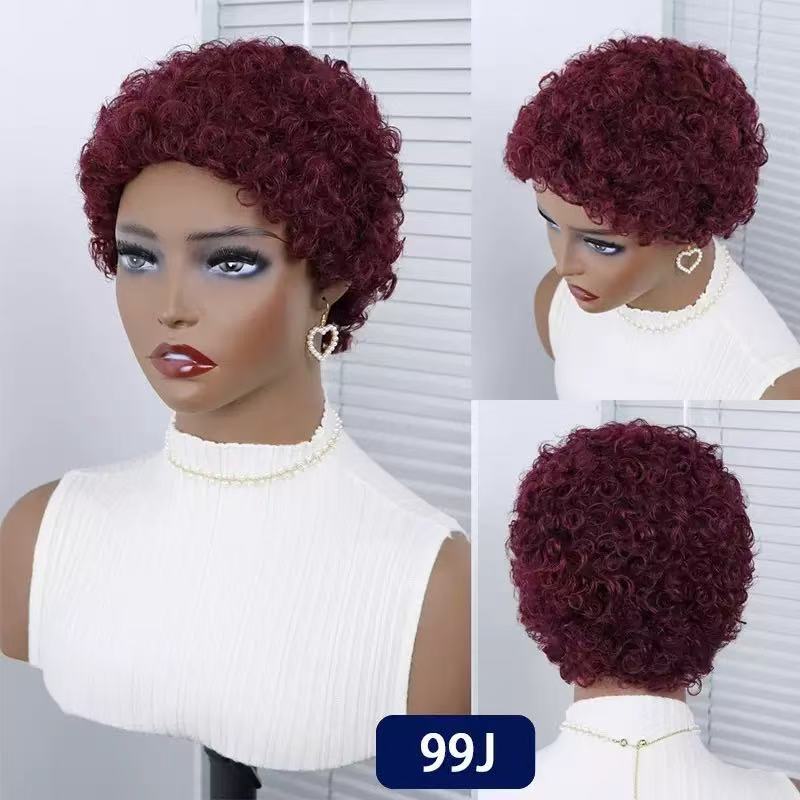 African Small Roll Brown American Style Wig Short Curly Hair